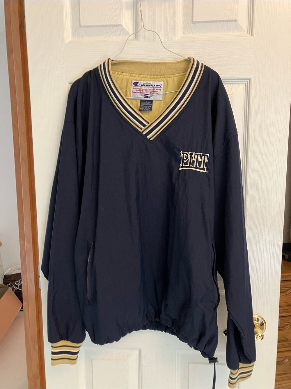 PITT Champion Navy V-Neck Pullover with Gold Trim
